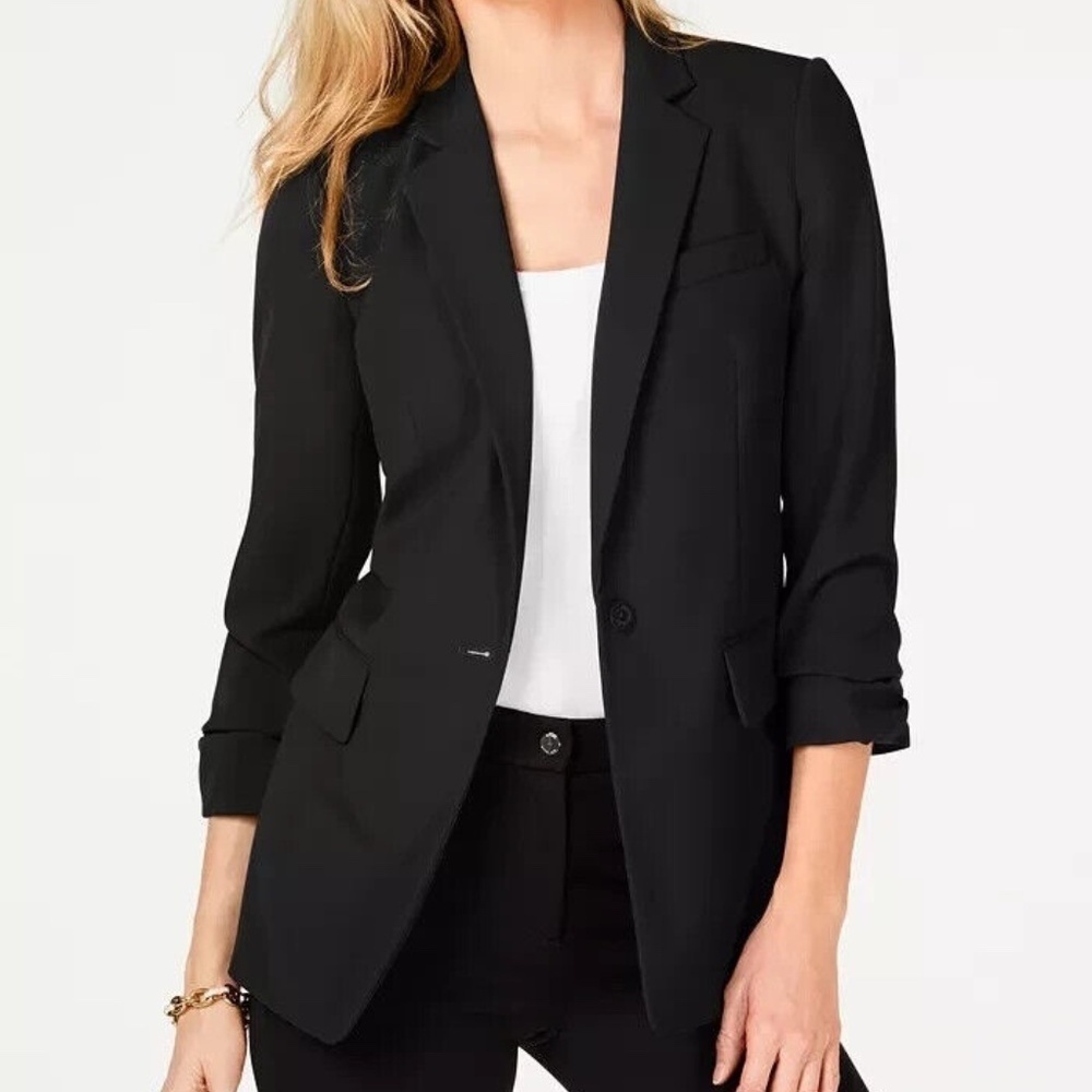 Michael Michael Kors Women's Black Notch Collar One-Button Jacket Size16